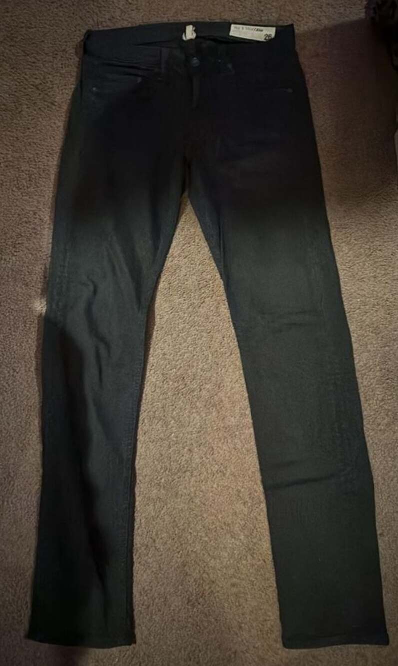 rag & bone The Dre Skinny Jeans Size 26 Black Coated Denim